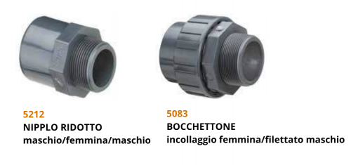Piscine, valvole e raccordi in PVC